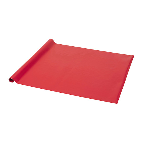 Rollo de papel de regalo rojo, diseño liso, forma rectangular.