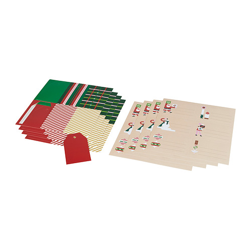 Escisión de etiquetas de regalo VINTERFINT, de colores variados, hechas de papel, rectangulares con diseños navideños.