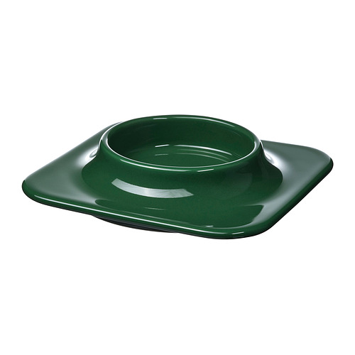 Cuenco VINTERFINT de cerámica verde en plato ovalado, perfecto para salsas, elegante y funcional.