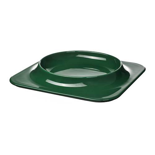 Cuenco de cerámica VINTERFINT verde en bandeja a juego.