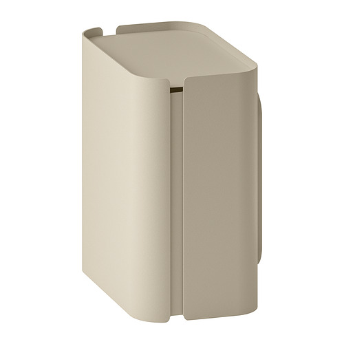 Un cubo de basura FLORSJÖN beige. Tiene un diseño elegante y rectangular con una superficie lisa.