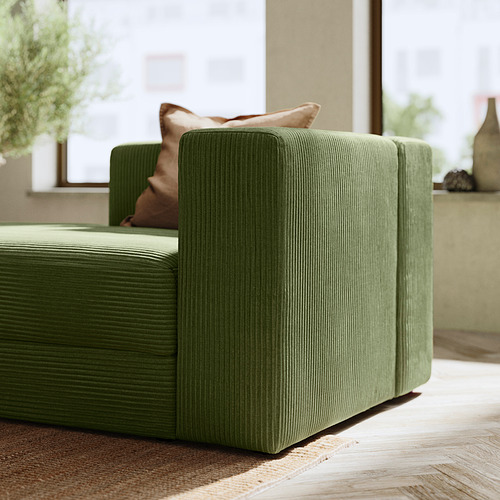 Sofá modular JÄTTEBO verde. Suave, acolchado con líneas limpias, perfecto para relajarse.