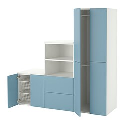 SMÅSTAD/PLATSA, combinación de almacenaje, Blanco / azul