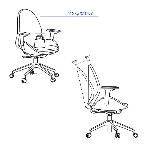 HATTEFJÄLL, office chair with armrests 4 of 11 open dialog
