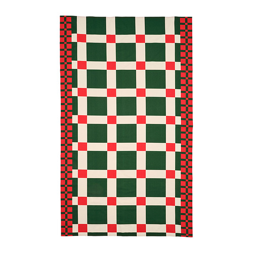 VINTERFINT, manta a cuadros verde, rojo, blanco, algodón, rectangular.
