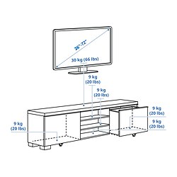 Ilustración de medidas - BESTÅ BURS mueble TV
