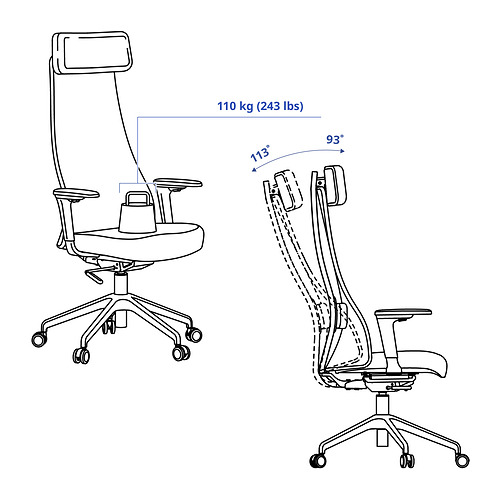 JÄRVFJÄLLET, office chair with armrests 4 of 16 open dialog