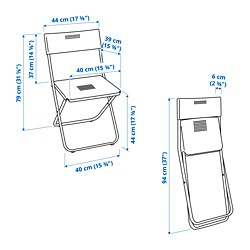 Measurement Illustration - FEJAN foldable chair, outdoor