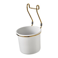 HULTARP, container, White / brass color polished