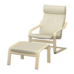 POÄNG, armchair and ottoman, Glose off-white