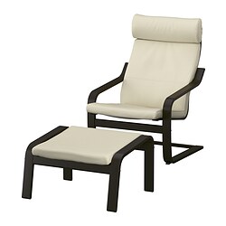 POÄNG, armchair and ottoman, Glose off-white
