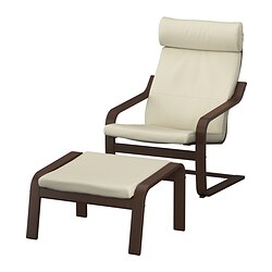POÄNG, armchair and ottoman, Glose off-white