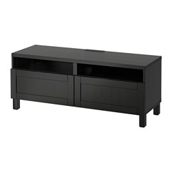 BESTÅ, TV bench with drawer runner, push-open, Black-brown / Hanviken black-brown