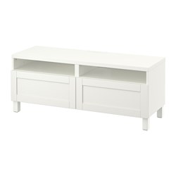 BESTÅ, TV bench with drawer runner, push-open, White / Hanviken white