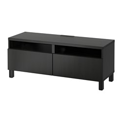 BESTÅ, TV bench with drawer runner, push-open, Black-brown / Lappviken black-brown