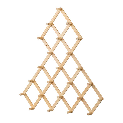 Árbol de navidad de pared expandible de madera en color natural. Diseño en forma de diamante con ganchos para adornos. Alternativa ideal para ahorrar espacio en vacaciones.