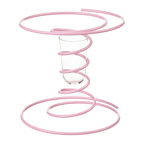 Soporte en espiral rosa con centro de vidrio, diseño moderno para jarrones.