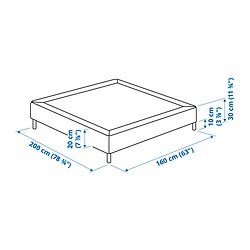 Ilustración de medidas - LYNGÖR base de colchón