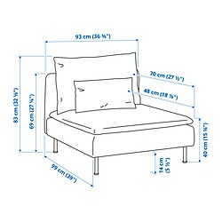 Ilustración de medidas - SÖDERHAMN módulo 1 asiento