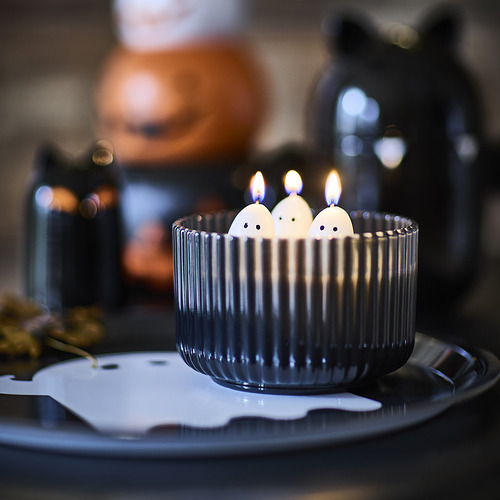 KUSTFYR, scented candle in glass, 3 wicks. 2 of 5 open dialog