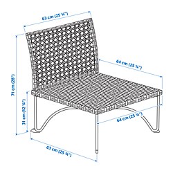 Measurement Illustration - JUTHOLMEN one-seat section, outdoor