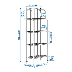 Measurement Illustration - LÄCKÖ shelving unit, outdoor