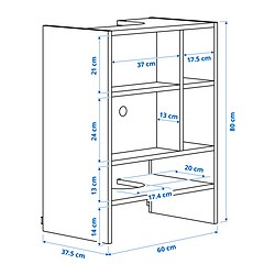 Ilustración de medidas - METOD Armario de pared para extractor