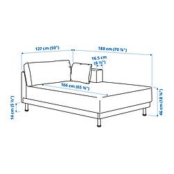 Ilustración de medidas - UPPÅKRA módulo de chaiselongue con reposabrazos derecho