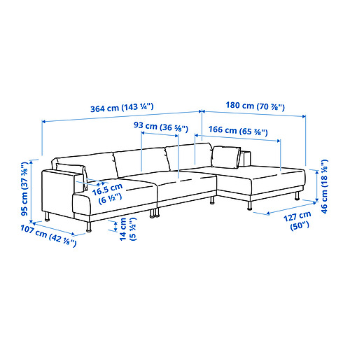 UPPÅKRA, sofá modular 4-5 plazas con chaiselongue derecho. 9 de 9 abrir diálogo