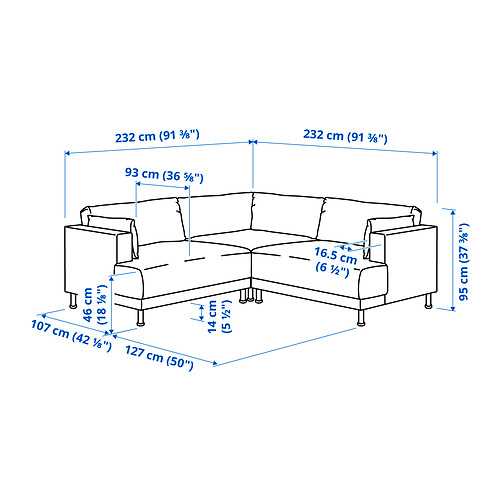 UPPÅKRA, sofá modular esquina de 3 plazas. 7 de 7 open dialog