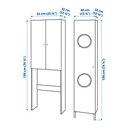 Measurement Illustration - NYSJÖN storage combination for laundry