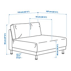 Ilustración de medidas - UPPÅKRA módulo de 1,5 plazas