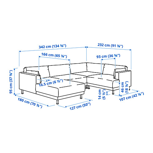 UPPÅKRA, sofá 4-5 plazas en forma de U con chaiselongue izquierdo. 9 de 9 open dialog