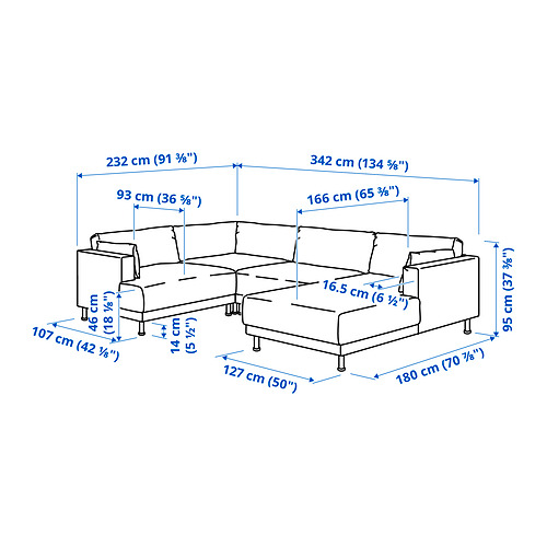 UPPÅKRA, sofá 4-5 plazas en forma de U con chaiselongue. 9 de 9 abrir diálogo