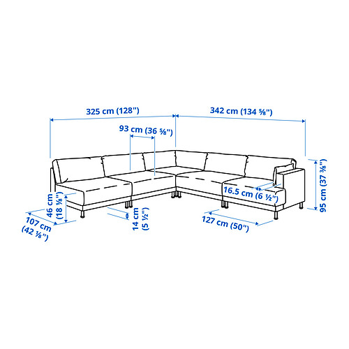 UPPÅKRA, 6 seat corner sofa with left open end. 9 of 9 open dialog