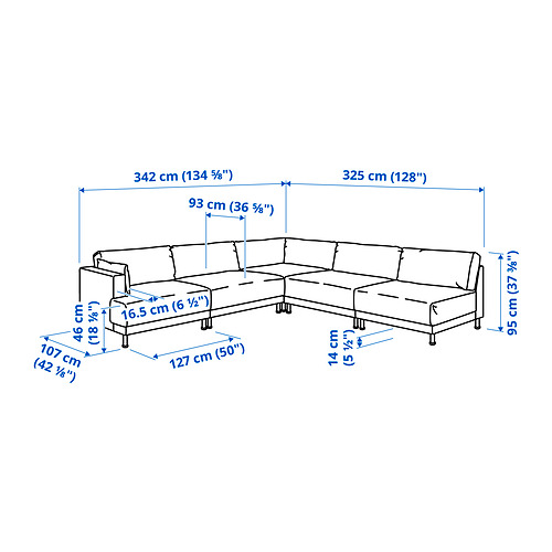 UPPÅKRA, sofá modular esquina 6 plazas sin reposabrazos derecha. 7 de 7 open dialog