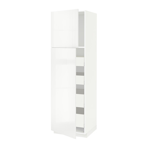 Mueble de cocina METOD blanco de alto brillo, diseño moderno y elegante, armario alto con estantes ajustables.