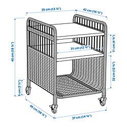 Measurement Illustration - FRYKSÅS storage unit on casters