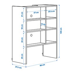 Ilustración de medidas - METOD Armario de pared para extractor