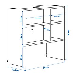 Ilustración de medidas - METOD Armario de pared para extractor