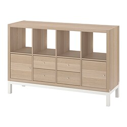 KALLAX, shelving unit with underframe, White stained oak effect