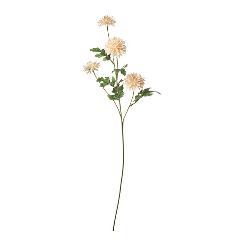 SMYCKA: tallo de flor artificial de color crema con hojas verdes, fabricado con materiales reciclados.