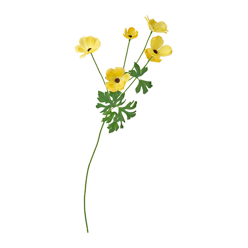 Flor artificial amarilla SMYCKA; diseño brillante de 3 pétalos; Fabricado con materiales plásticos reciclados.