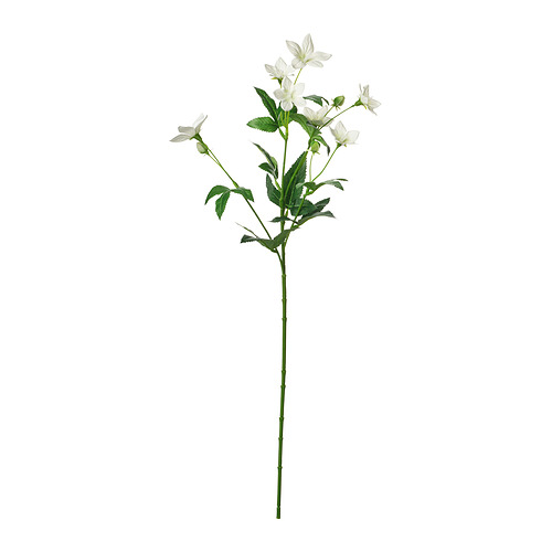Tallo de flor blanca falsa SMYCKA con hojas verdes y tallo de alambre de acero flexible.