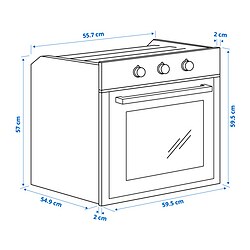 Ilustración de medidas - MATÄLSKARE horno de aire forzado
