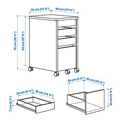 Measurement Illustration - MICKE drawer unit/drop file storage