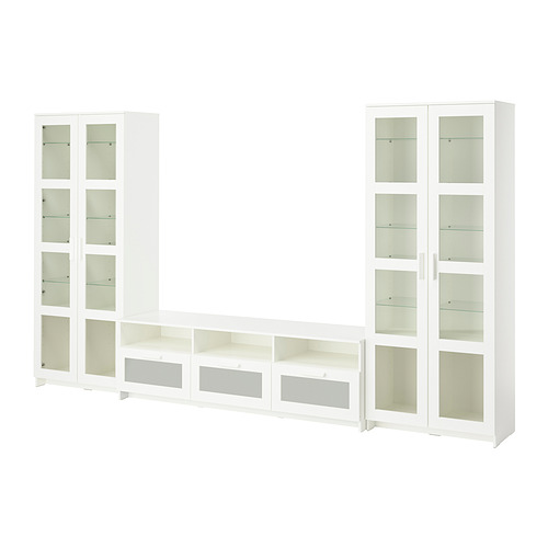 BRIMNES, TV storage combination/glass doors 8 of 8 open dialog