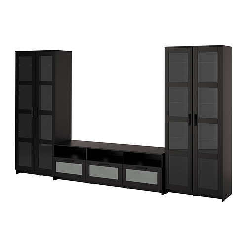 BRIMNES, TV storage combination/glass doors 8 of 8 open dialog