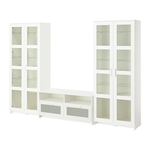 BRIMNES, TV storage combination/glass doors 8 of 8 open dialog