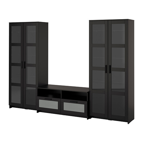 BRIMNES, TV storage combination/glass doors 8 of 8 open dialog